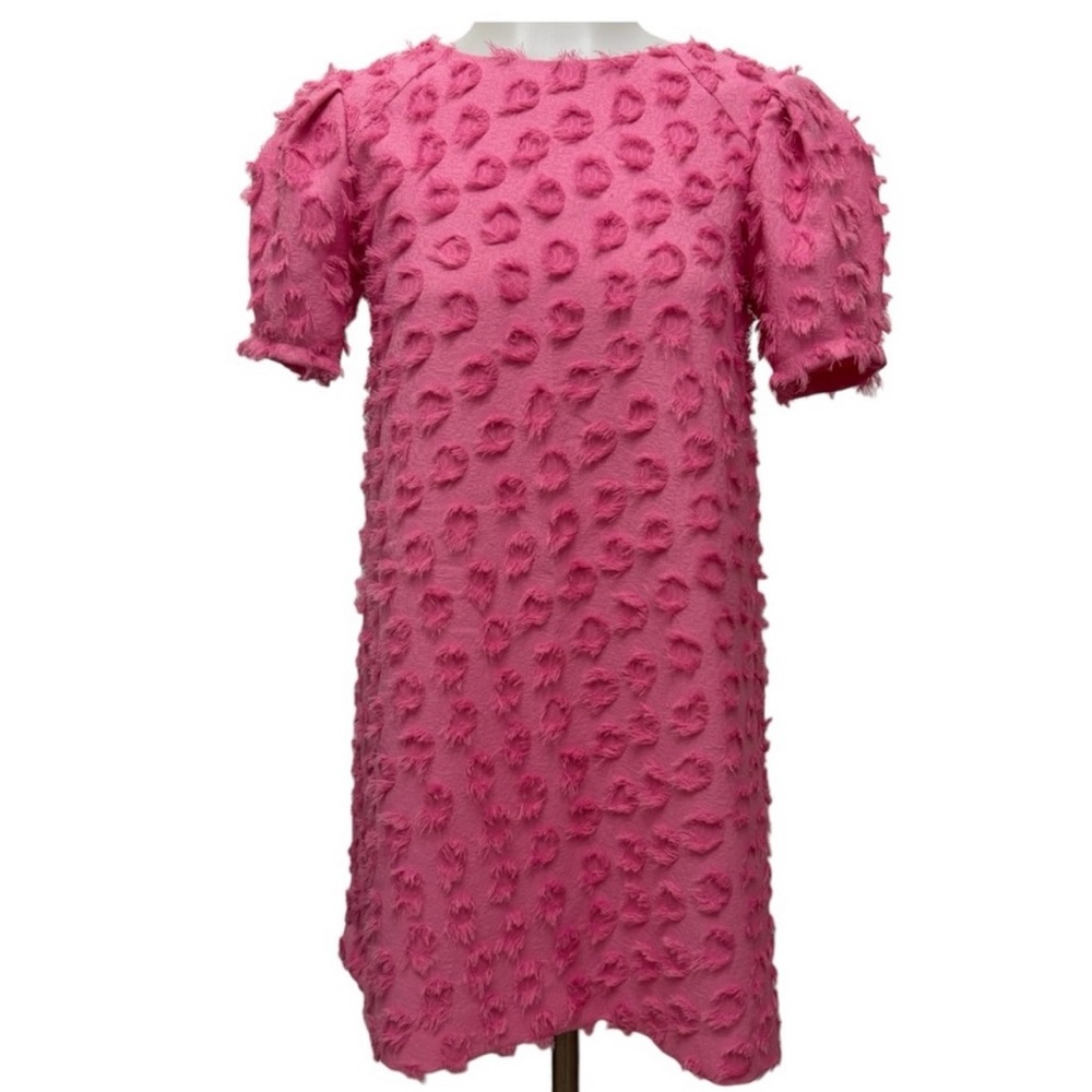 Zara Girl Pink Puff Sleeve Textured Kids Dress 14Y